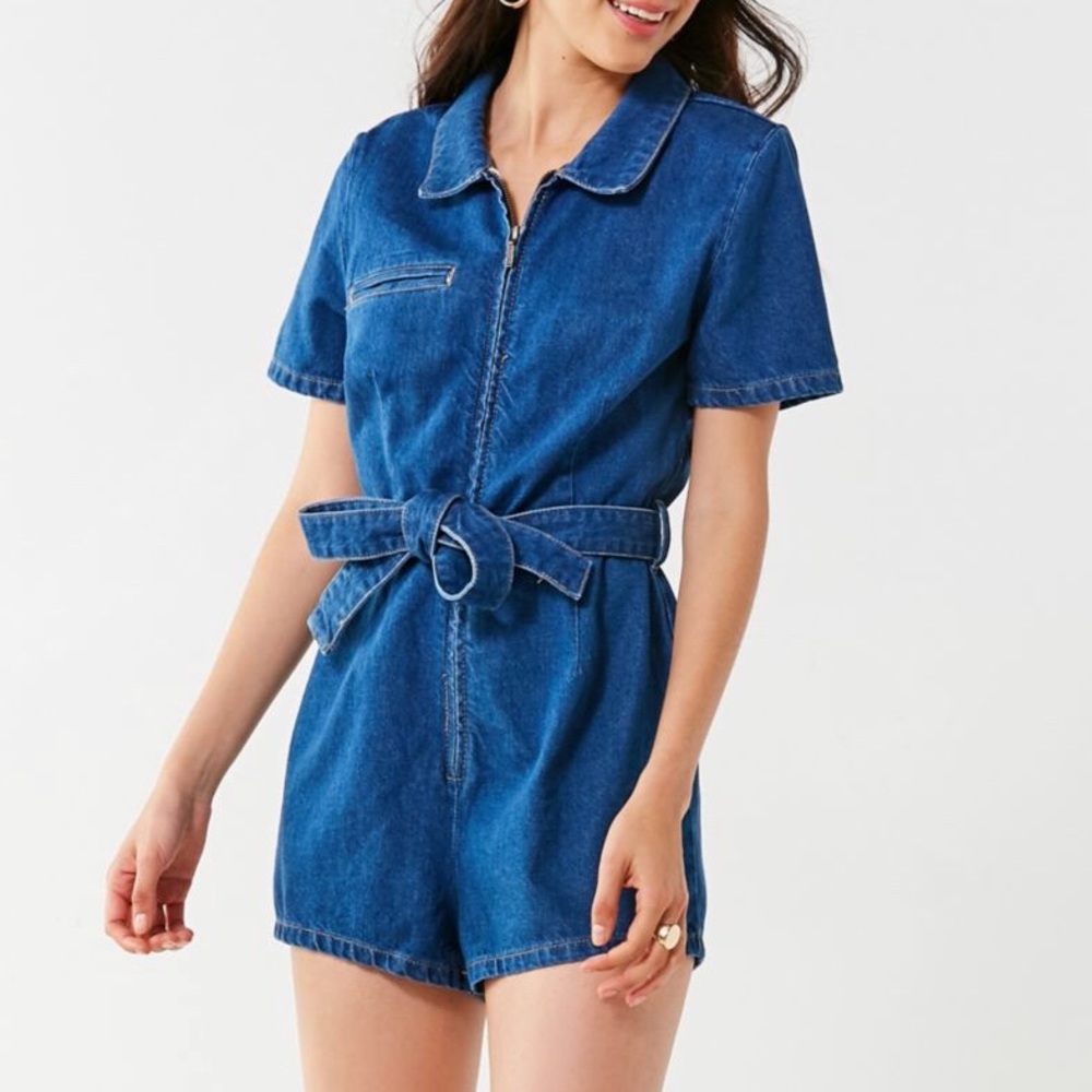UO hello sunshine denim romper